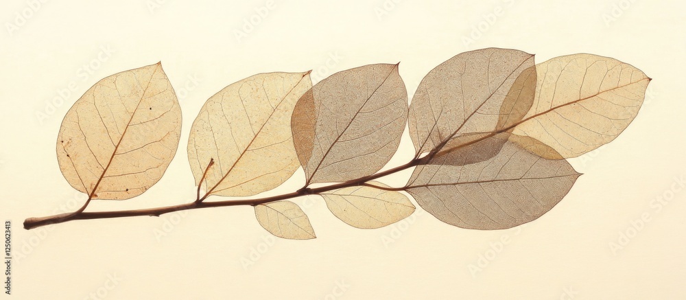 Poster elegant composition of dried guava leaves arranged on a branch showcasing their delicate textures an