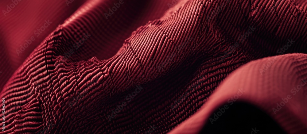 Poster rich red fabric texture with subtle creases and patterns showcasing depth and dimensionality for ele