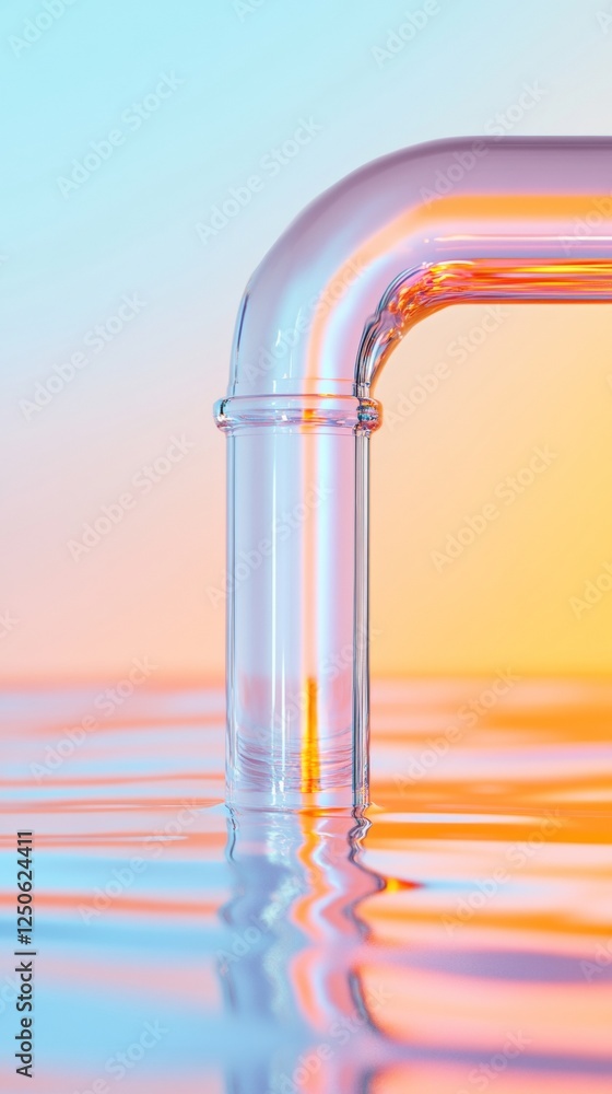 Fototapete futuristic scientific glassware transparent tubing with gradient light reflections for innovative la