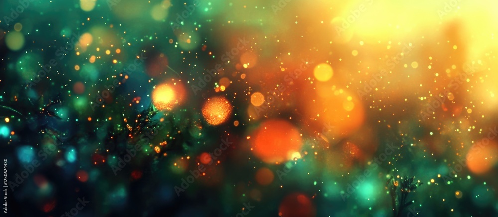 Poster colorful bokeh lights creating a dreamy abstract background with warm hues and sparkling effects for