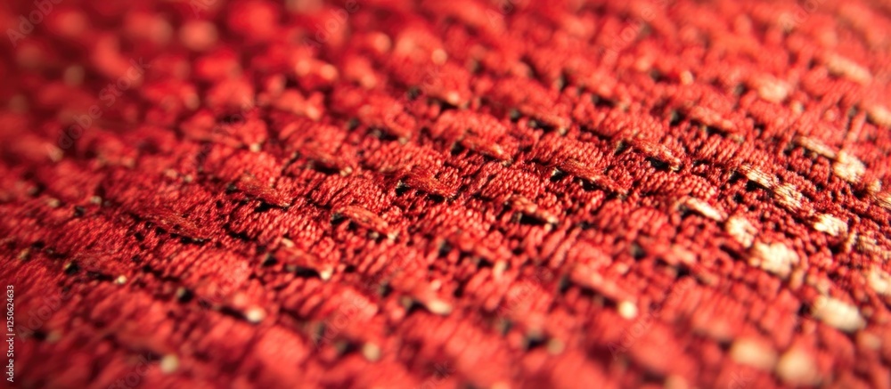 Poster red textured fabric close-up background for design and decor use with rich tones and intricate weave