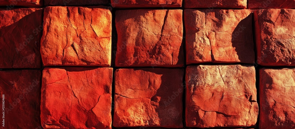 Poster textured red brick wall with detailed surface patterns creating a vibrant and rustic background conc