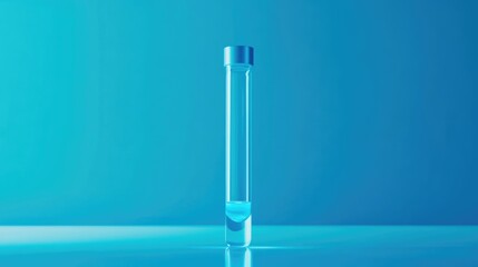 Scientific Laboratory Test Tube with Liquid on Vibrant Blue Background for Research Concept