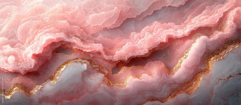 Poster elegant pink marble texture background with fluid patterns and shimmering golden accents for sophist