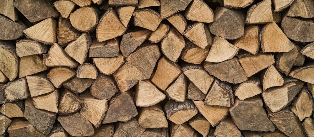 Poster chopped firewood stacked neatly creating a rustic background suitable for various design projects an