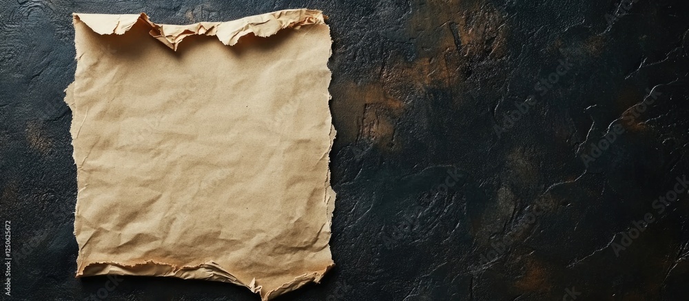 Aufkleber aged paper with torn edges and blank space for custom text or inspirational quote on dark background