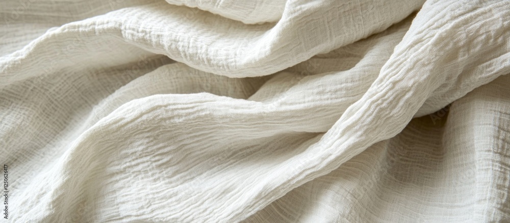 Poster wrinkled white bed sheets creating a soft texture background for design or textile related projects