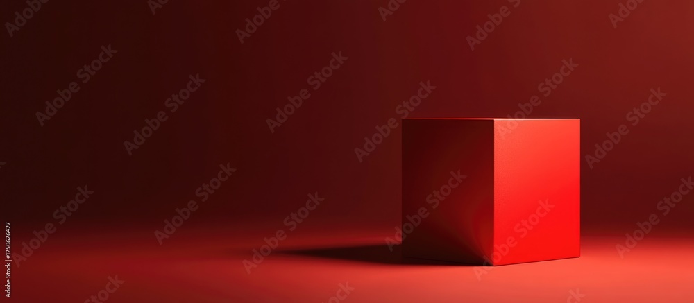 Poster minimalistic red cube on textured background for abstract design concept