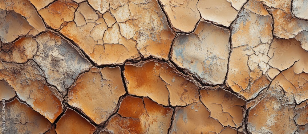 Poster cracked old wall texture with earthy tones highlighting weathered and aged surfaces for use in desig