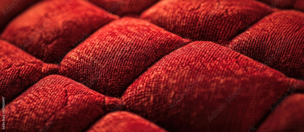 Poster textured red fabric close-up showcasing intricate patterns and rich color ideal for backgrounds in d