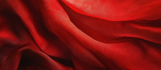 Fototapeta premium Vibrant red curtain fabric flowing elegantly ideal for web design backgrounds and creative projects.