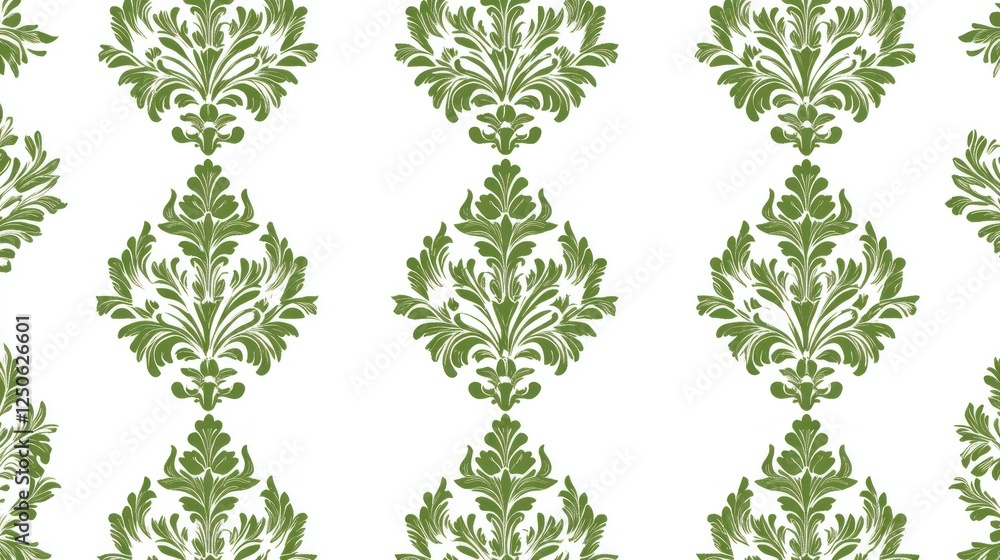 Poster elegant damask pattern in olive green: seamless background for design