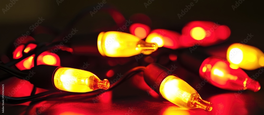 Poster warm red and yellow christmas lights bokeh creating a festive atmosphere with vibrant colors and sof