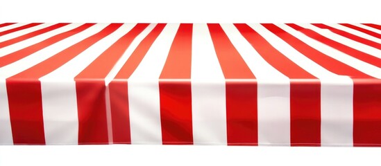 Obraz premium Seamless red and white striped tablecloth rolled out on a white background with clipping path for design or presentation use