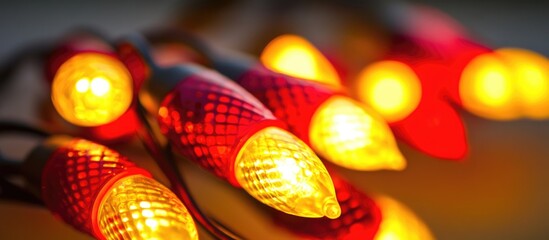 Warm red and yellow Christmas lights creating a beautiful bokeh effect to enhance the festive atmosphere during the holiday season.