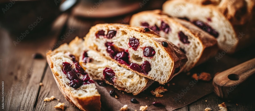Poster gourmet sliced red bean bread displayed on a wooden surface showcasing its texture and filling for c
