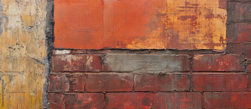 Aufkleber textured red brick wall with weathered elements showcasing rustic charm and unique character. ideal 
