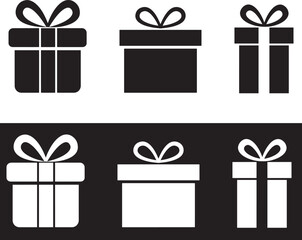 Gift Box Silhouette Icon Set Vector Presents for Celebrations and Design