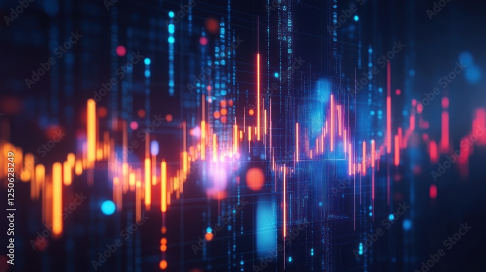 Poster abstract digital financial chart: data visualization and analysis