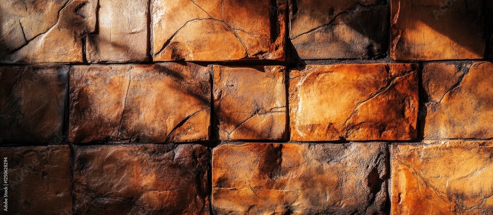 Poster textured red brick wall background with shadows creating depth and visual interest for design and ar