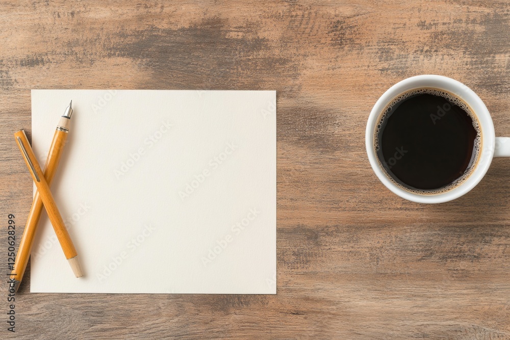 Poster rustic workspace handwritten note with motivational message on wooden surface - creative personal de