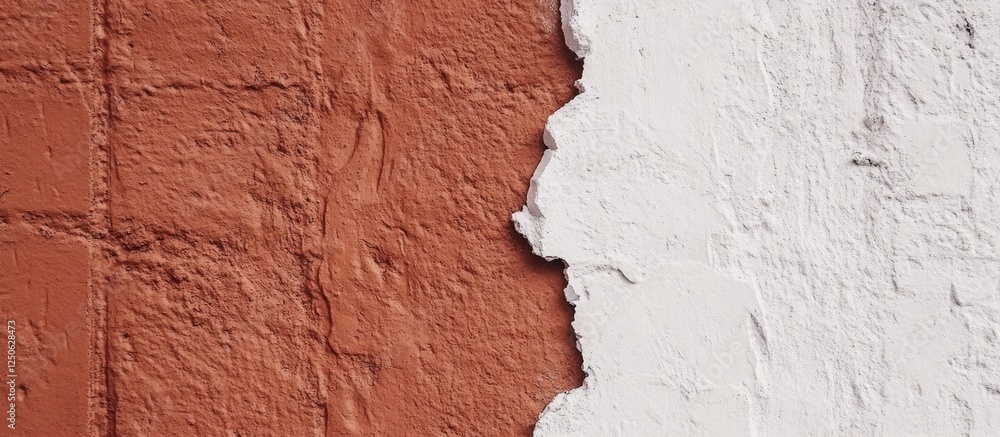 Poster red brick wall meets weathered white stucco creating an abstract backdrop highlighting texture and c