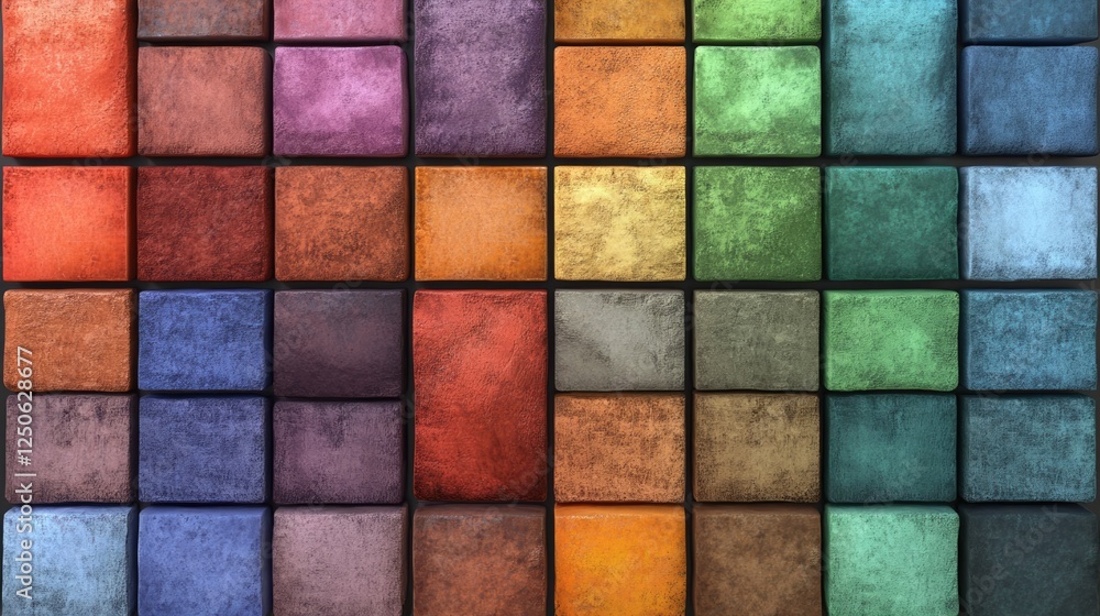 Poster vibrant color palette of square textures for backgrounds or design projects
