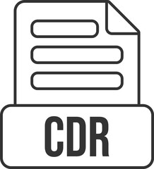 CDR File Format Icon Black Outline