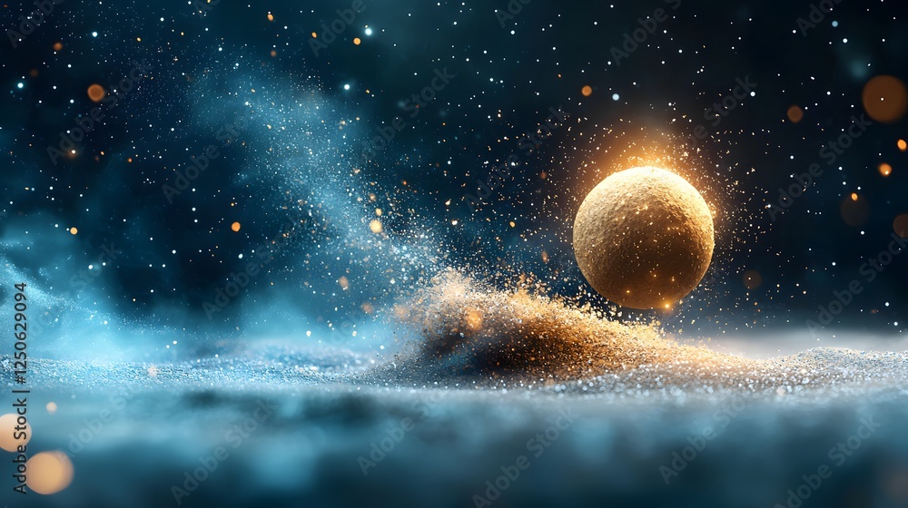 Poster a captivating and mesmerizing image of a glowing ethereal orb suspended in the vastness of the cosmi