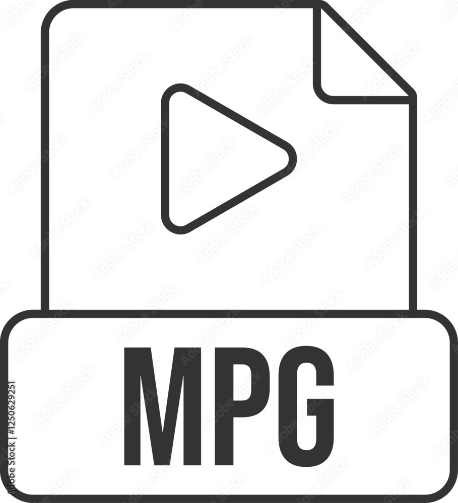 Poster mpg file format icon black outline