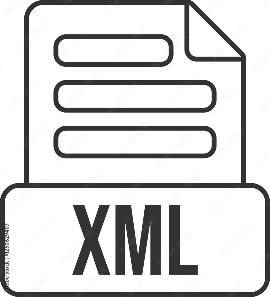 Fototapete xml file format icon black outline