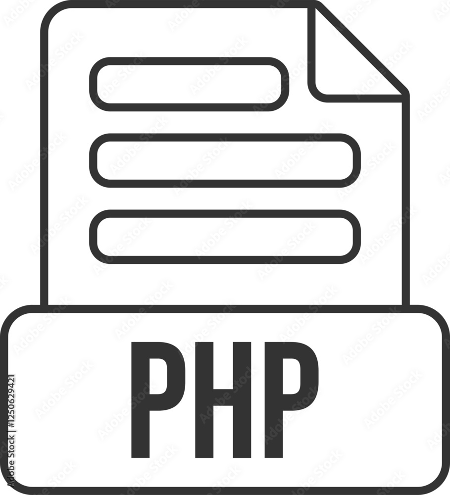 Fototapete php file format icon black outline