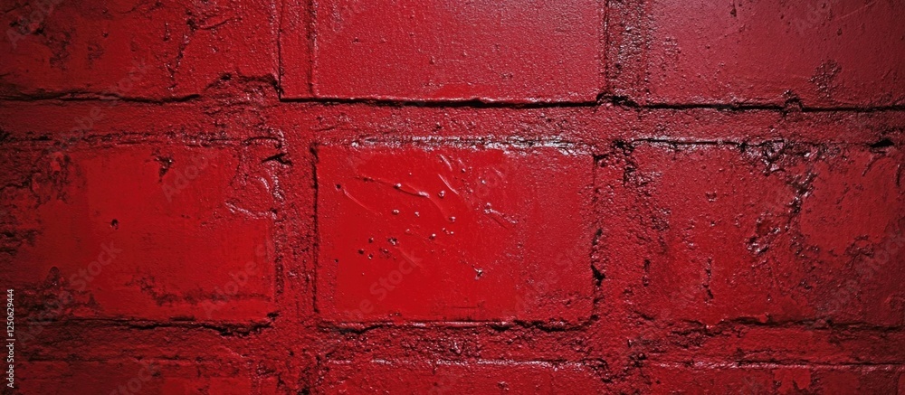 Poster vibrant red brick wall texture with concrete elements showcasing a weathered surface and unique patt