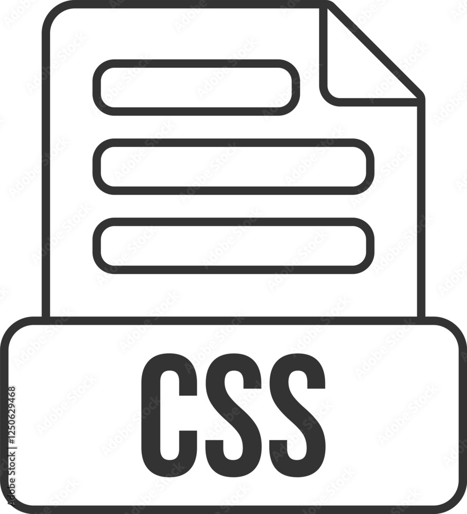 Fototapete css file format icon black outline