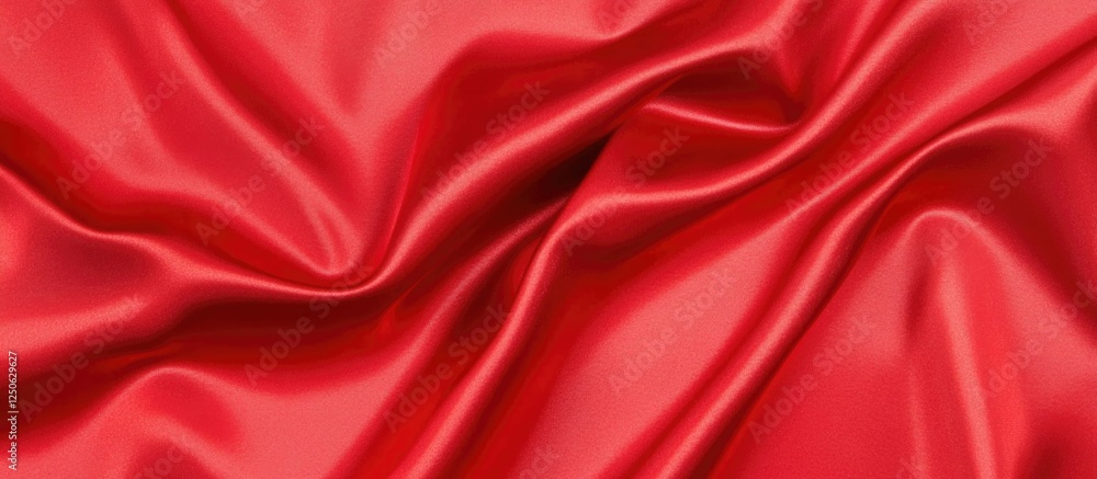 Poster luxurious red satin fabric texture background with smooth folds and ample copy space for elegant pre
