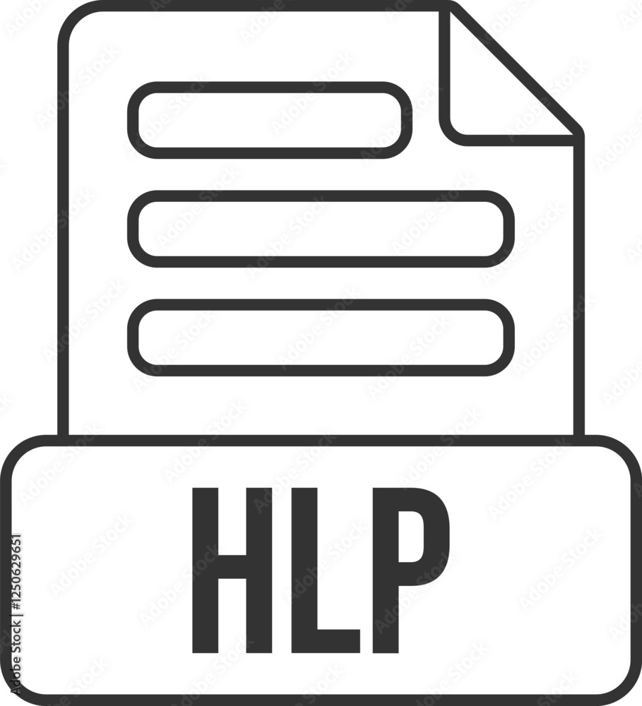 Poster hlp file format icon black outline