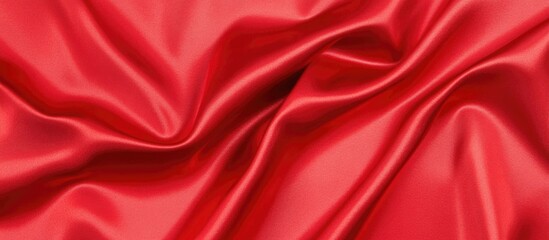Obraz premium Luxurious red satin fabric texture background with smooth folds and ample copy space for elegant presentations and design projects.