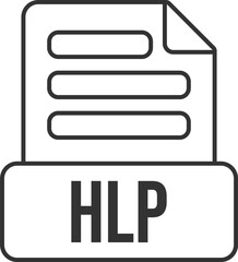 HLP File Format Icon Black Outline