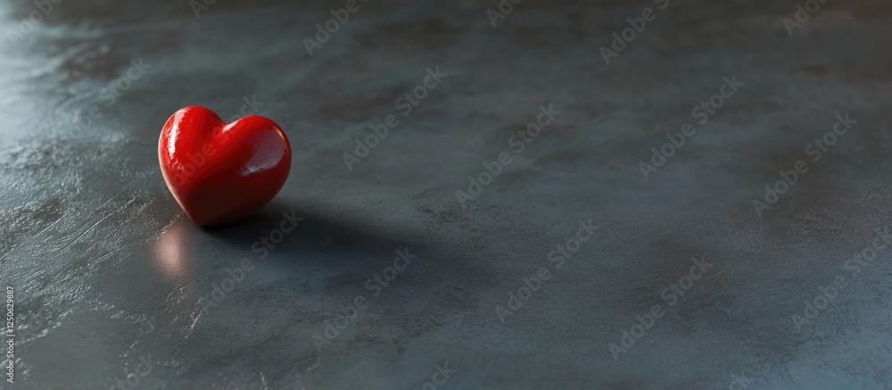 Poster red heart shape on a textured gray surface symbolizing love and affection in a minimalist design set
