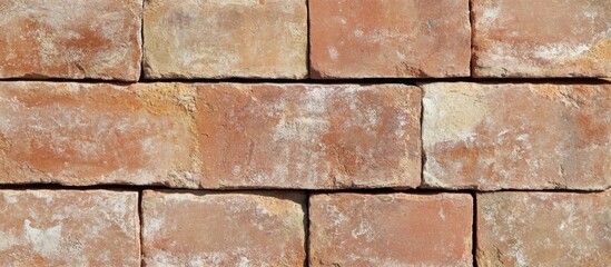 Obraz premium Close-up of weathered red brick wall showcasing textured surface of aged refractory bricks