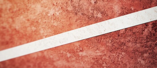 Textured red brick wall featuring a prominent white horizontal line creating a striking visual contrast and enhancing architectural detail.