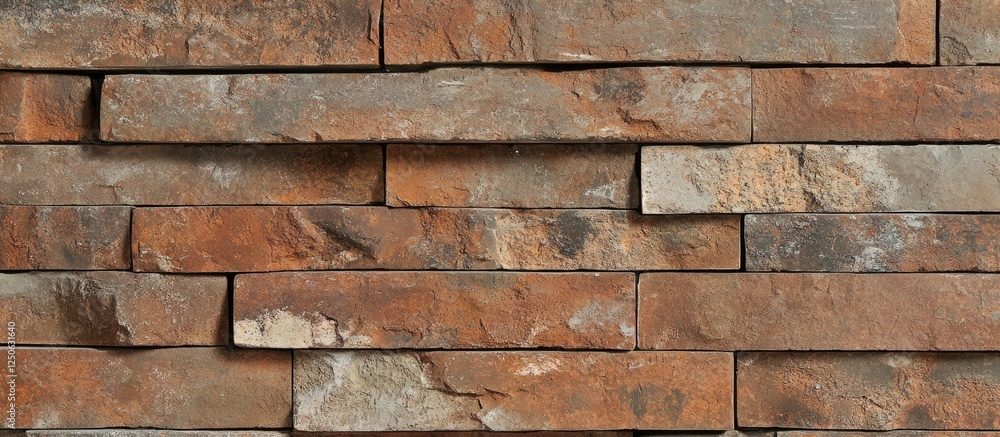 Poster textured red brick wall background with layered stone blocks offering an authentic rustic aesthetic 