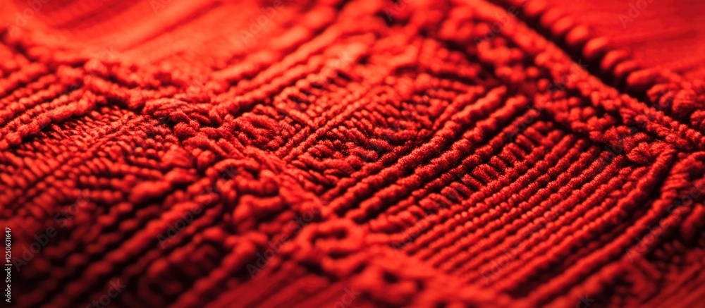 Poster rich red fabric texture with intricate patterns ideal for backgrounds, textile design projects, and 