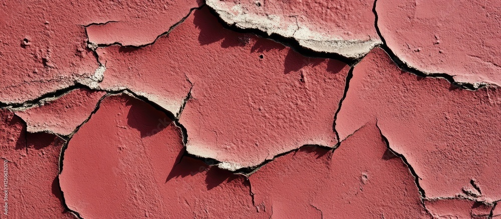Poster weathered red concrete wall with cracked paint texture ideal for background use in design and artist