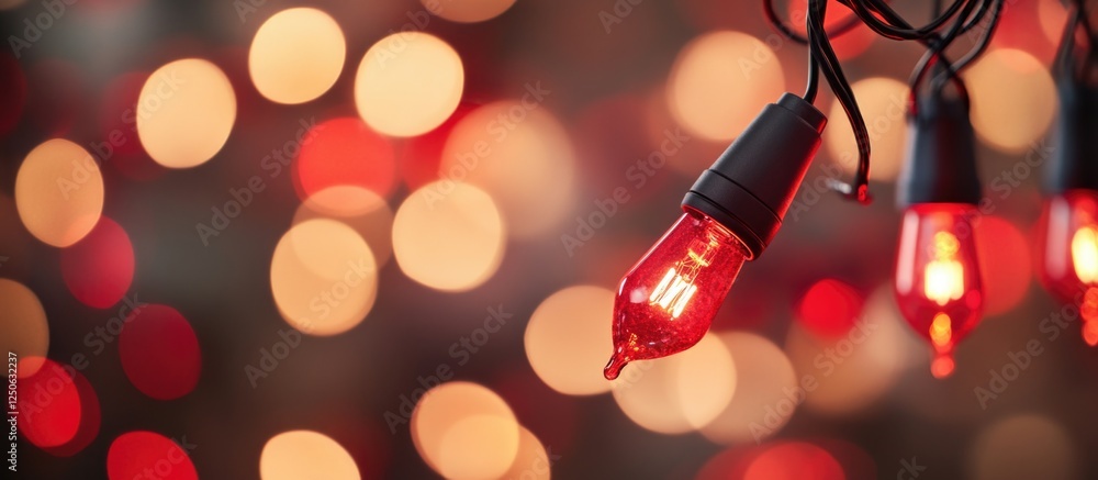Poster red vintage bokeh lights on a defocused background creating a festive and warm atmosphere suitable f