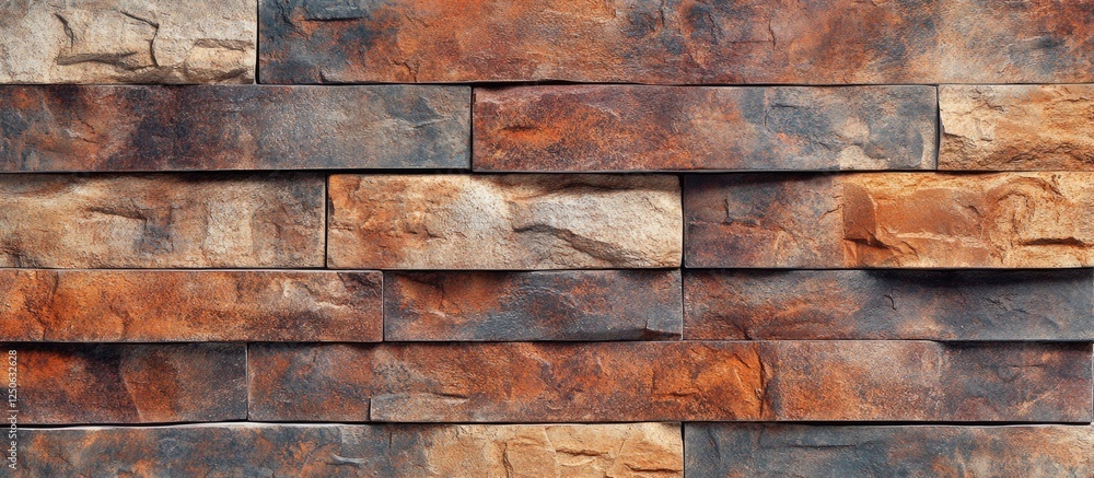 Poster textured stone wall with earthy tones ideal for backgrounds in design and architecture projects.