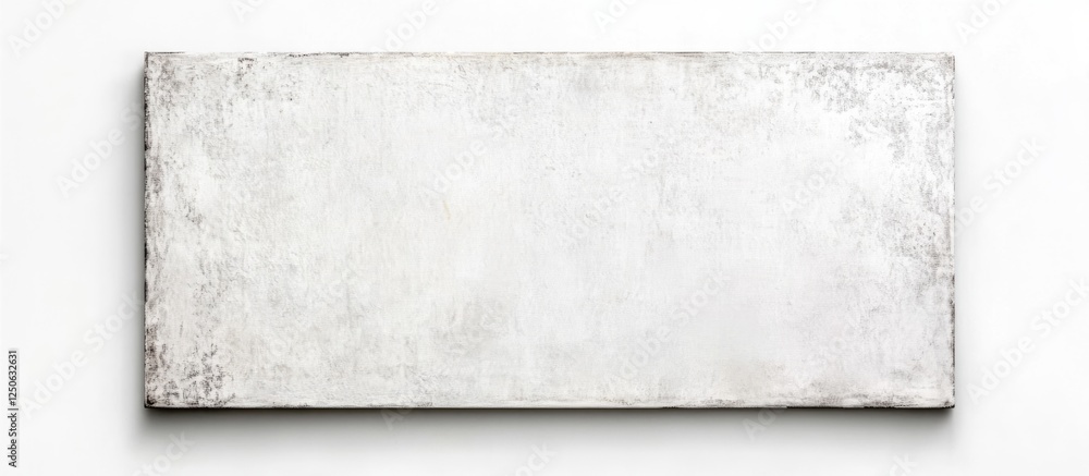 Poster faded white rectangular canvas with textured surface isolated on white background ideal for creative
