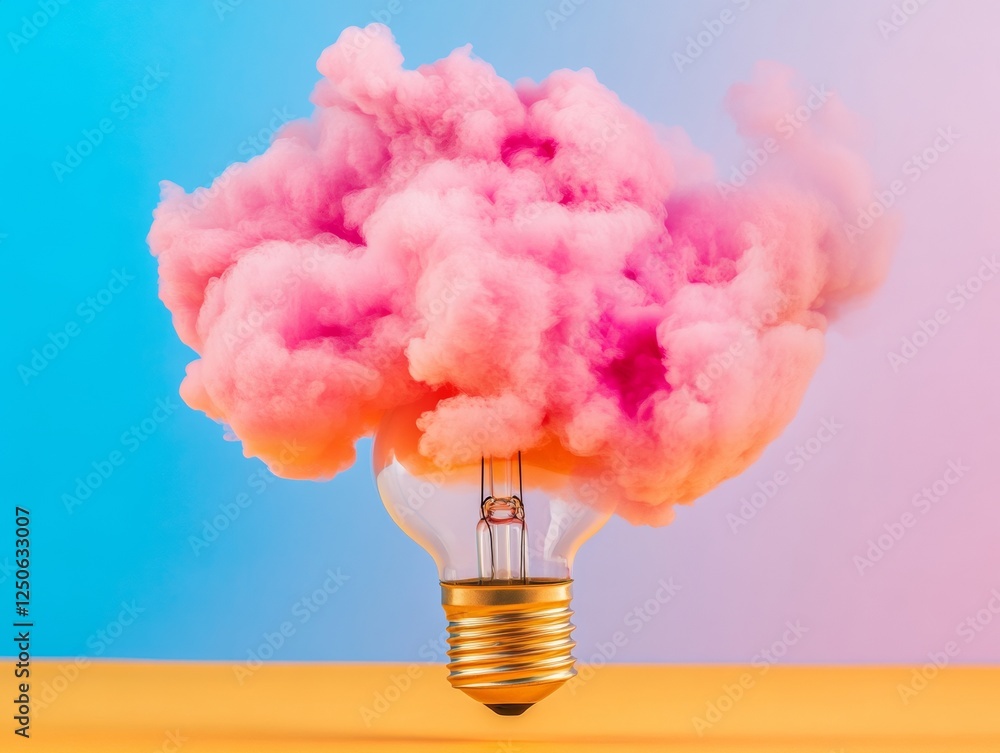 Leinwandbilder contemporary visual marketing abstract cloud explosion from lightbulb on gradient - dynamic motion f