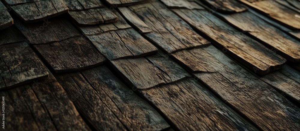 Poster weathered wooden roof texture with detailed shingle pattern for architectural and design use