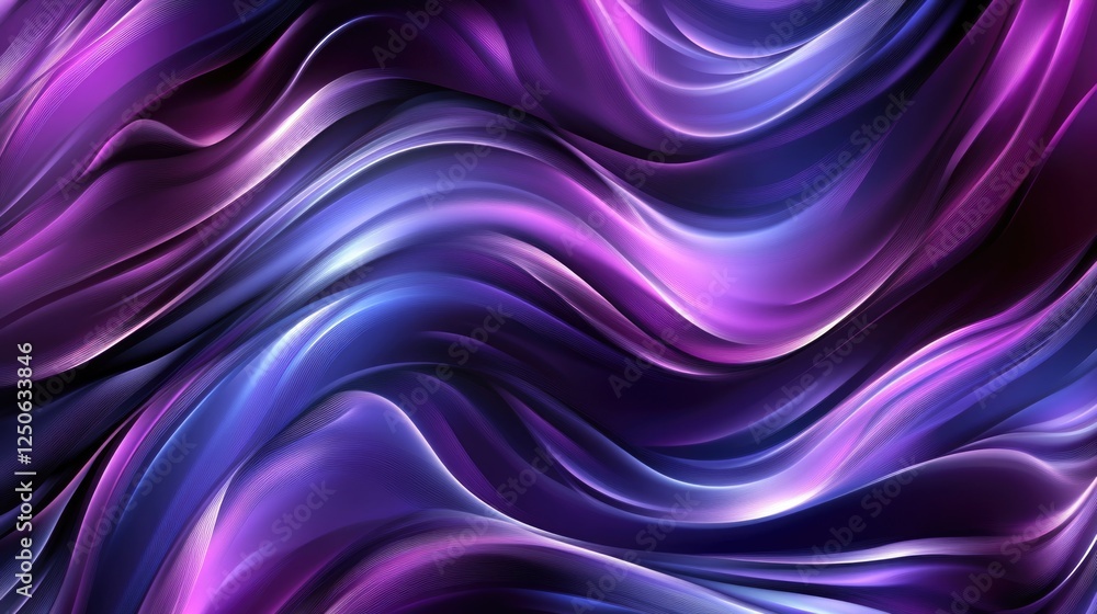 Poster vibrant purple blue gradient waves flowing smoothly in an abstract background with glowing textures 